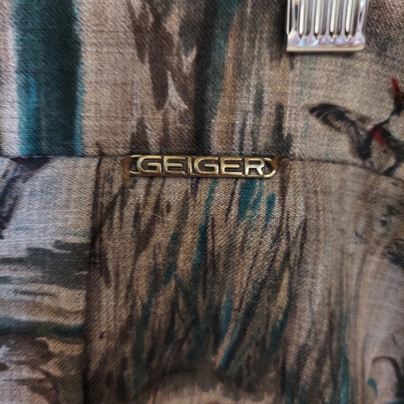 Vintage Geiger Wool Pleated Midi Skirt Nature  Animal Print Austria 42 Sz 10-12 - Picture 4 of 17